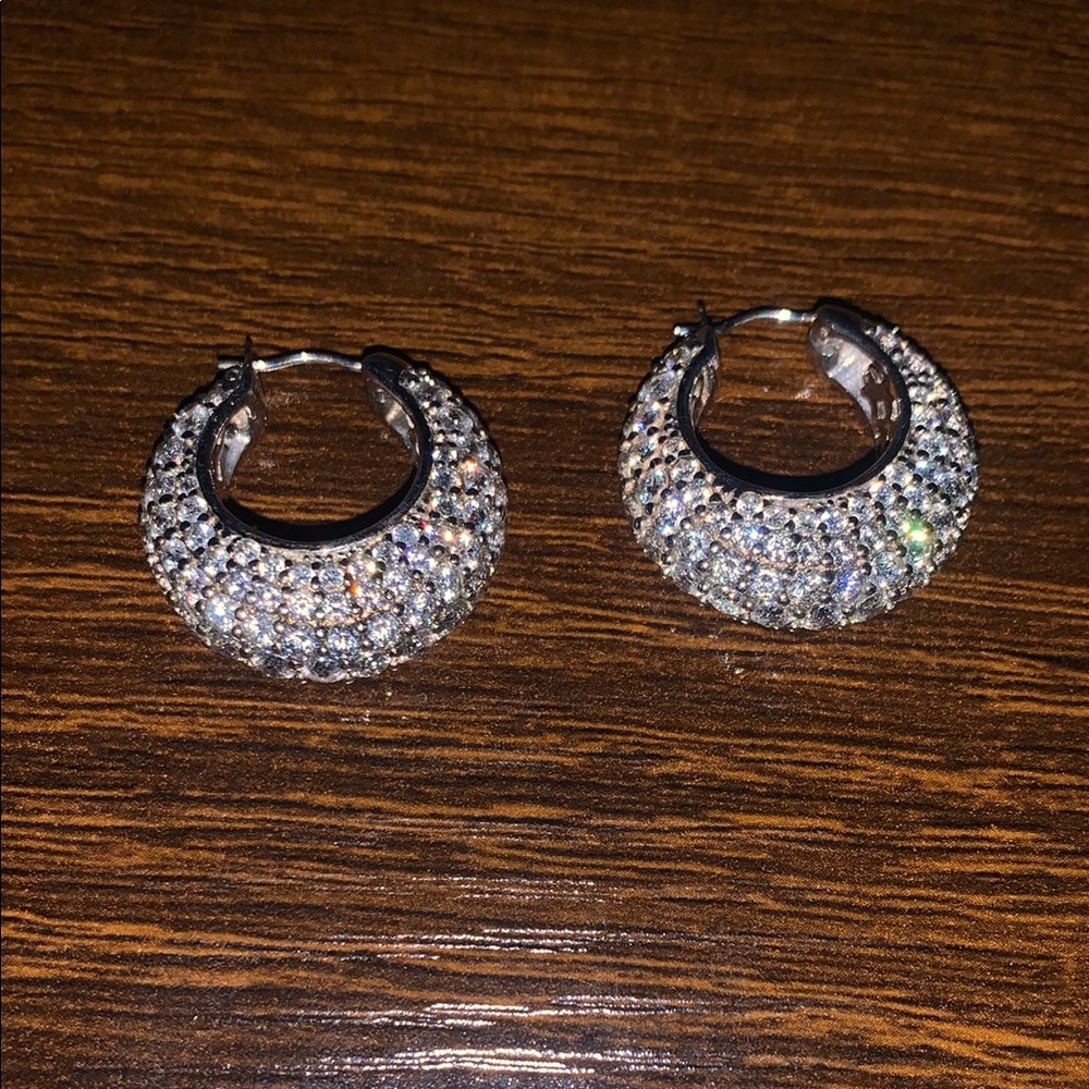 Silver Pavé Hoop Earrings